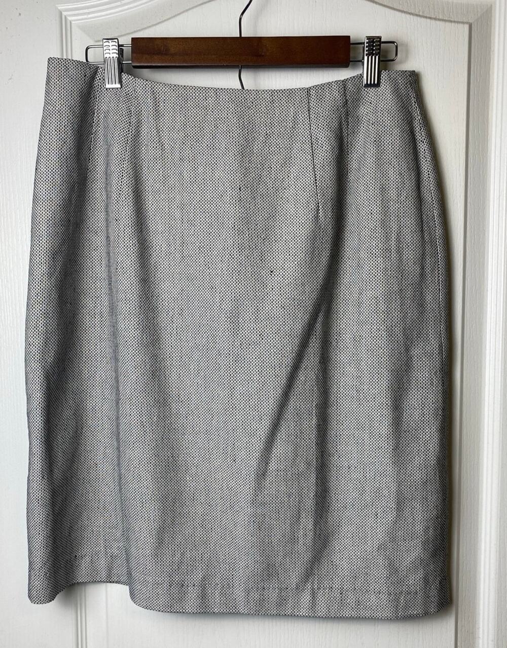 Chadwick's Cream Black Linen Cotton Blend Lined Mini Skirt Women's Size 12